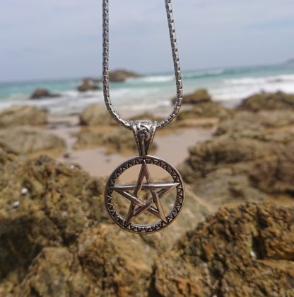 Solid steel pentagram Necklace