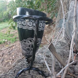 Black carved Drinking Horn