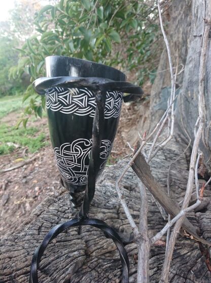 Black carved Drinking Horn