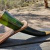 Green Horn with Rim and wood stand