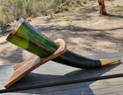 Green Horn with Rim and wood stand