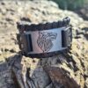 Metal and leather wolf Cuff
