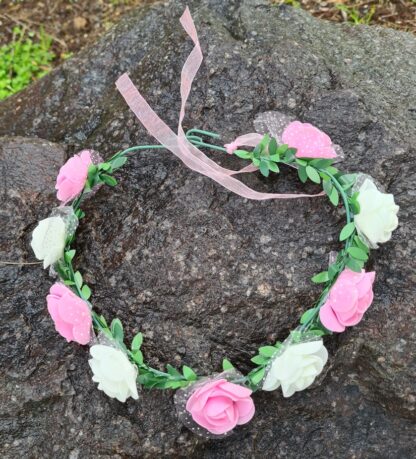 Pink and white flower Crown