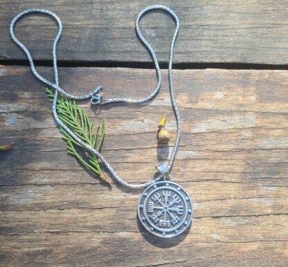 Solid Viking Compass Necklace