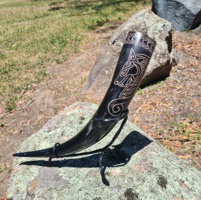 Wolf Drinking Horn