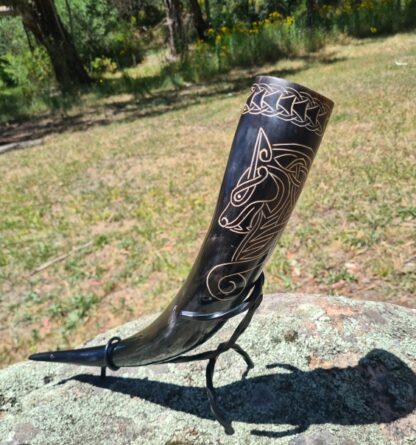 Wolf Drinking Horn