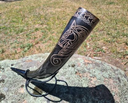 Wolf Drinking Horn