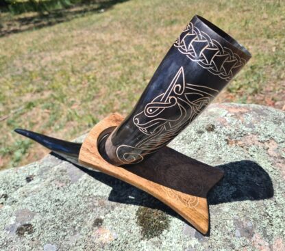 Wolf Drinking Horn