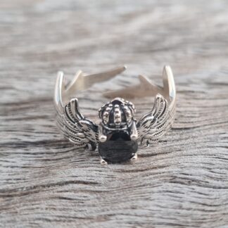 Winged Onyx Crown Ring