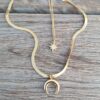 Gold Star and moon Necklace